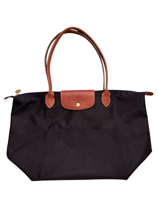 Longchamp Handbags - Longchamp Le Pilage Large Black Nylon Canvas Bag Leather Handle Tote Travel